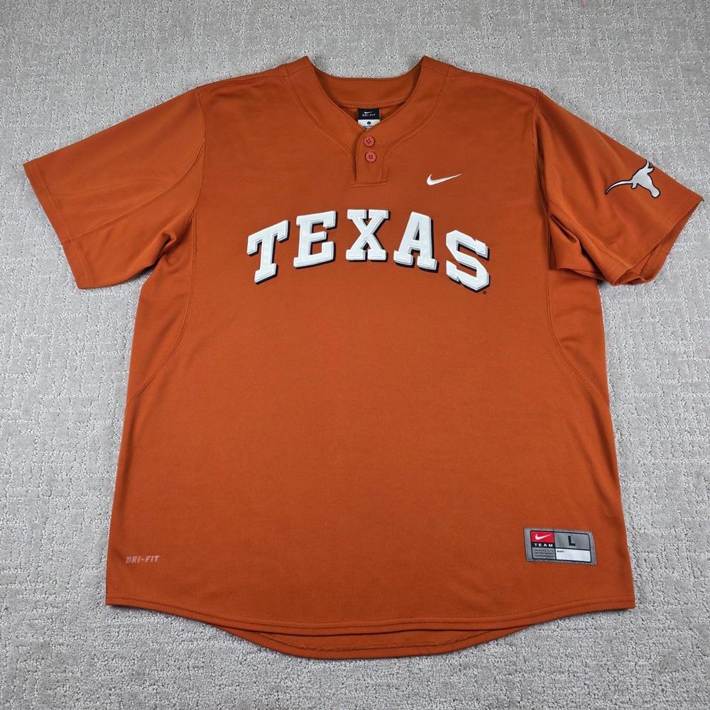 Nike Texas Longhorns Dri-FIT Jersey Shirt Mens Large Burnt Orange 2-Button